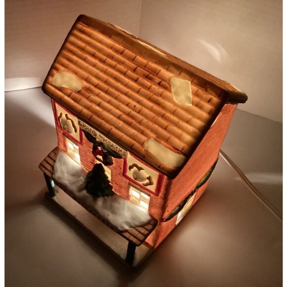 Porcelain Christmas Village Lighted House Grand Theatre Caldor Hand Painted - Picture 8 of 9